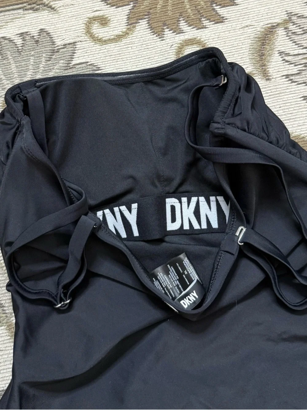DKNY Swimsuit Black One Piece Bandeau Maillot XL - Picture 4 of 7